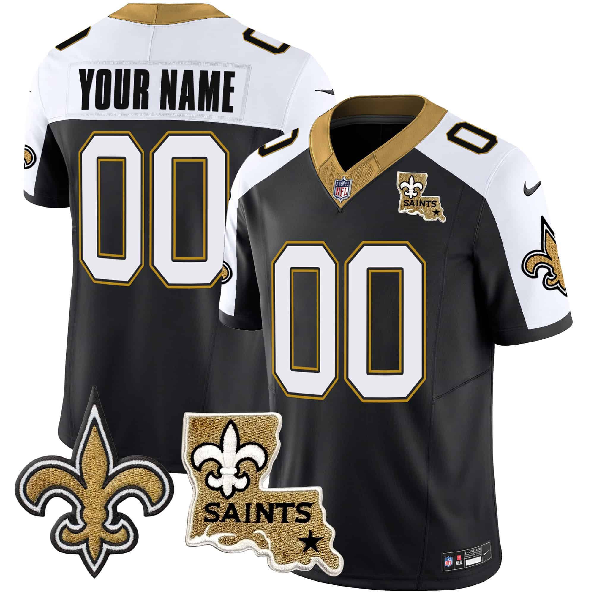 Men New Orleans Saints Black 2024 Nike 1987 Legacy Vapor Custom Jersey V2